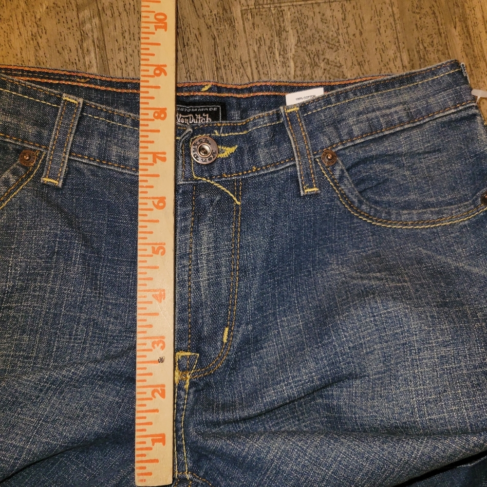 Von Dutch Blue Jeans with Red Logo Patch Vintage Womens Size 27 - Picture 5 of 9